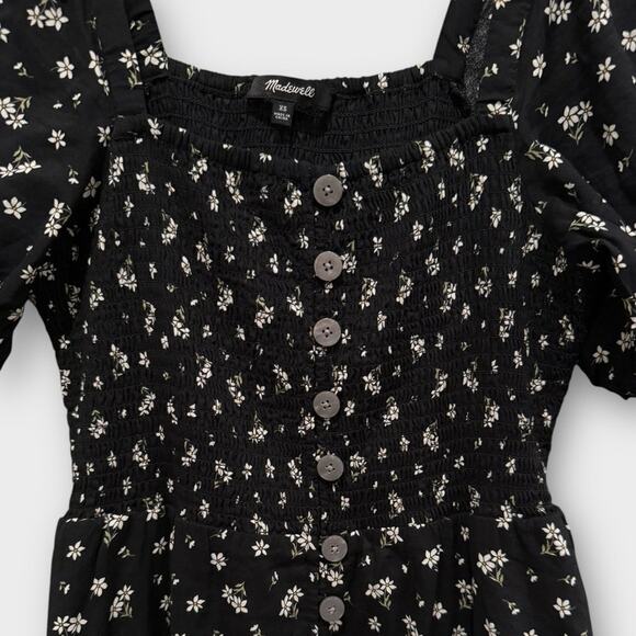 MADEWELL Smocked Square Neck Cotton Blend Dress Size XS - Picture 7 of 11